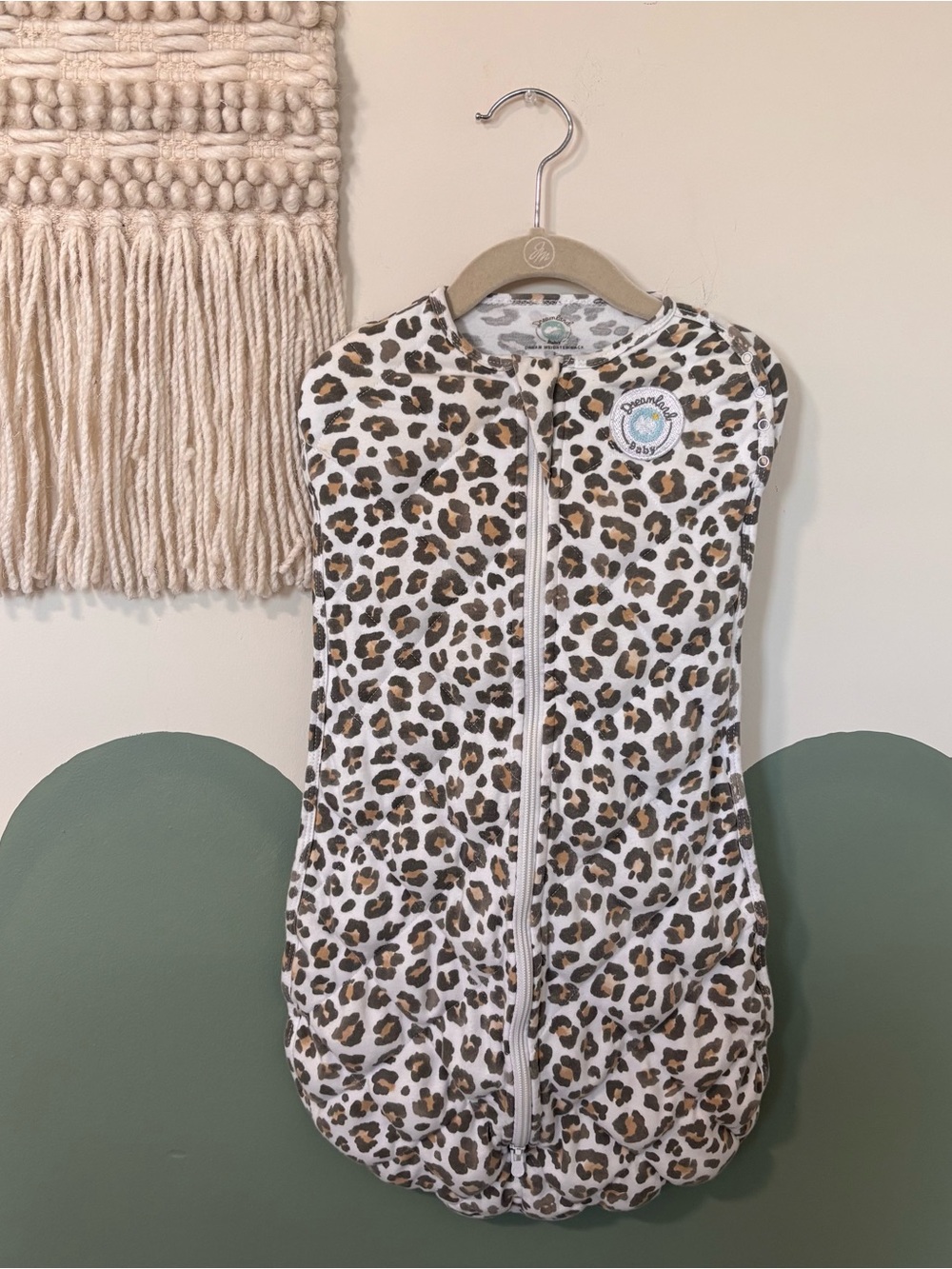 Dreamland Baby Weighted Leopard Print Sleep Sack - Brown & White size 0-6 monts